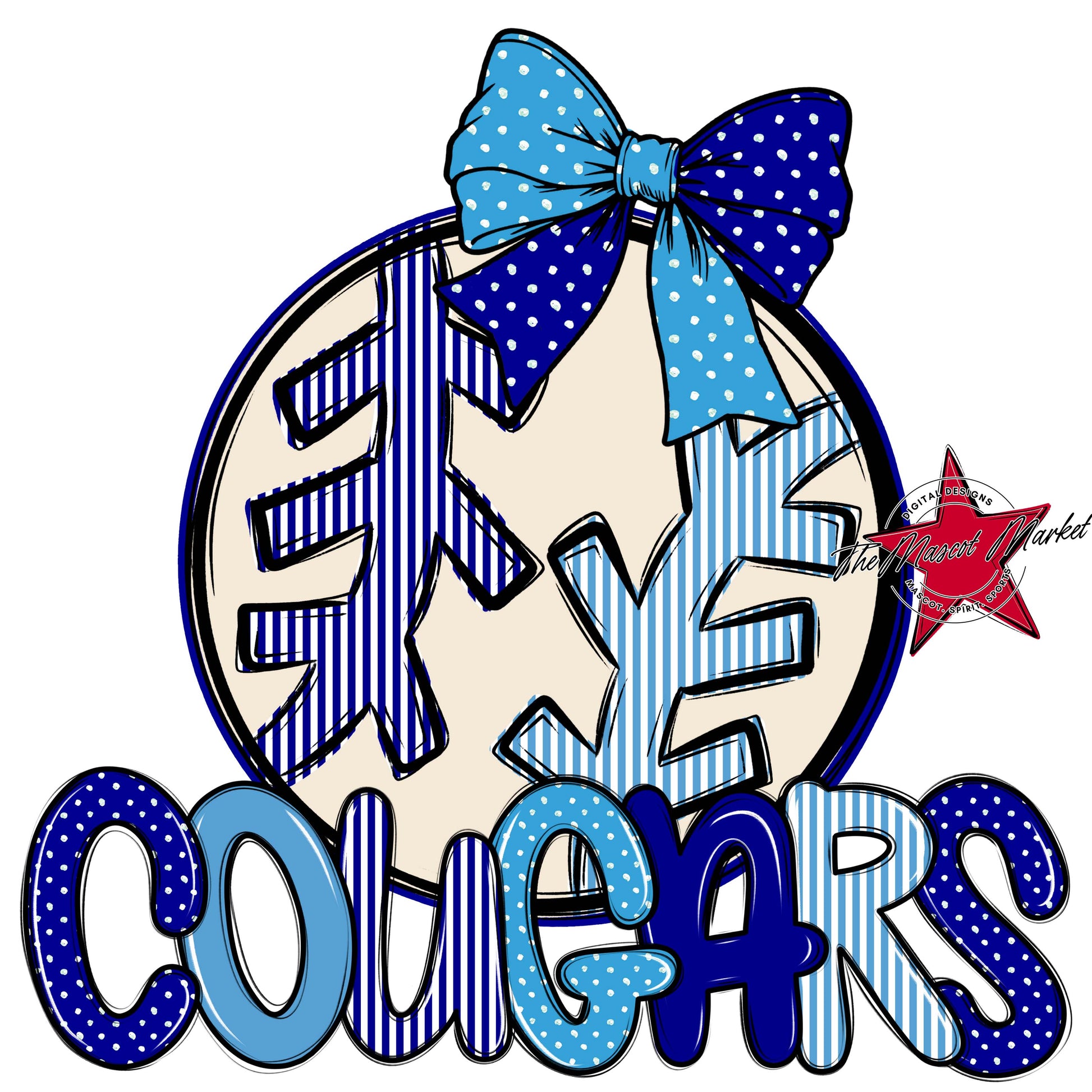 Cougars Baseball-Softball Spirit Design-Blue & Carolina Blue