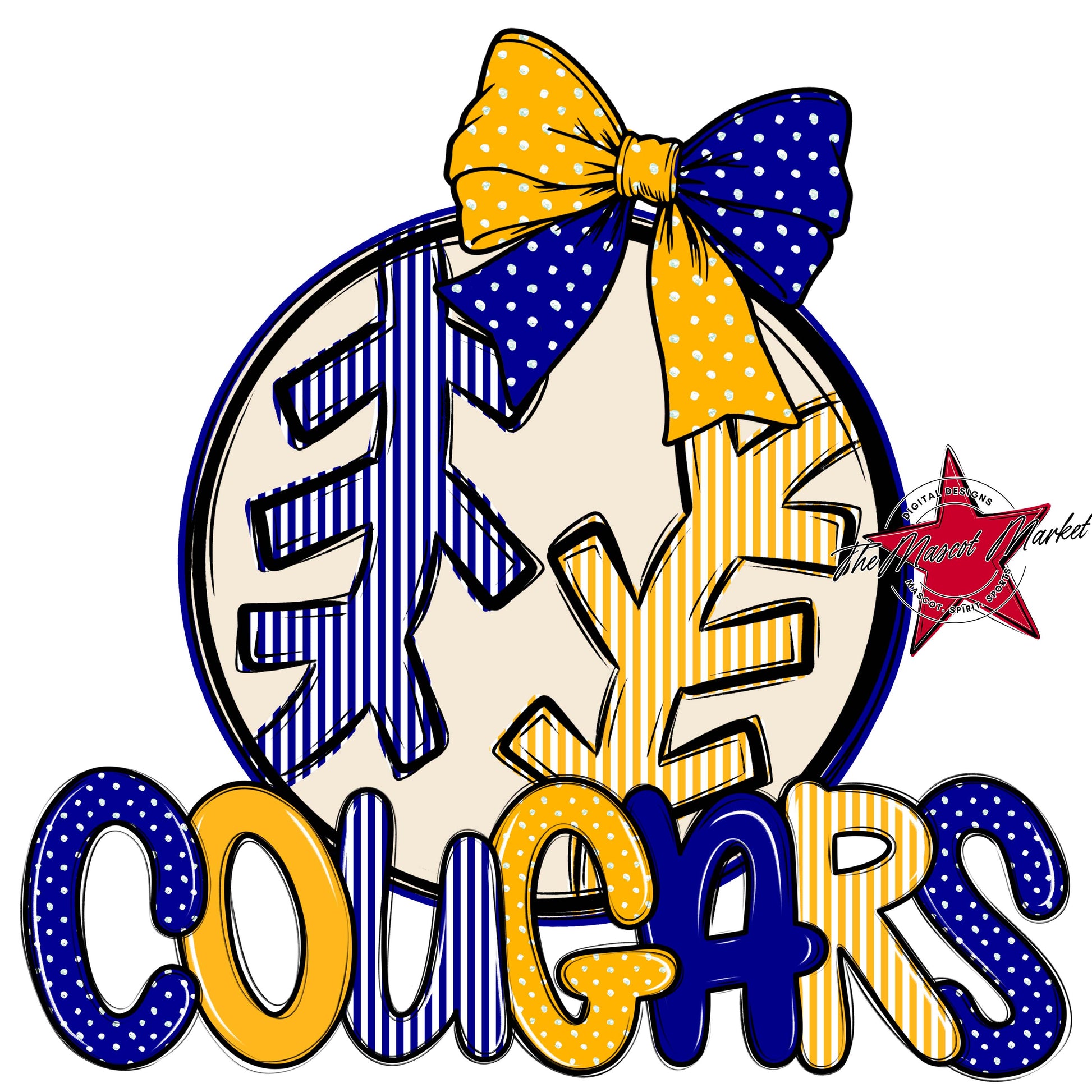 Cougars Baseball-Softball Spirit Design-Blue & Yellow