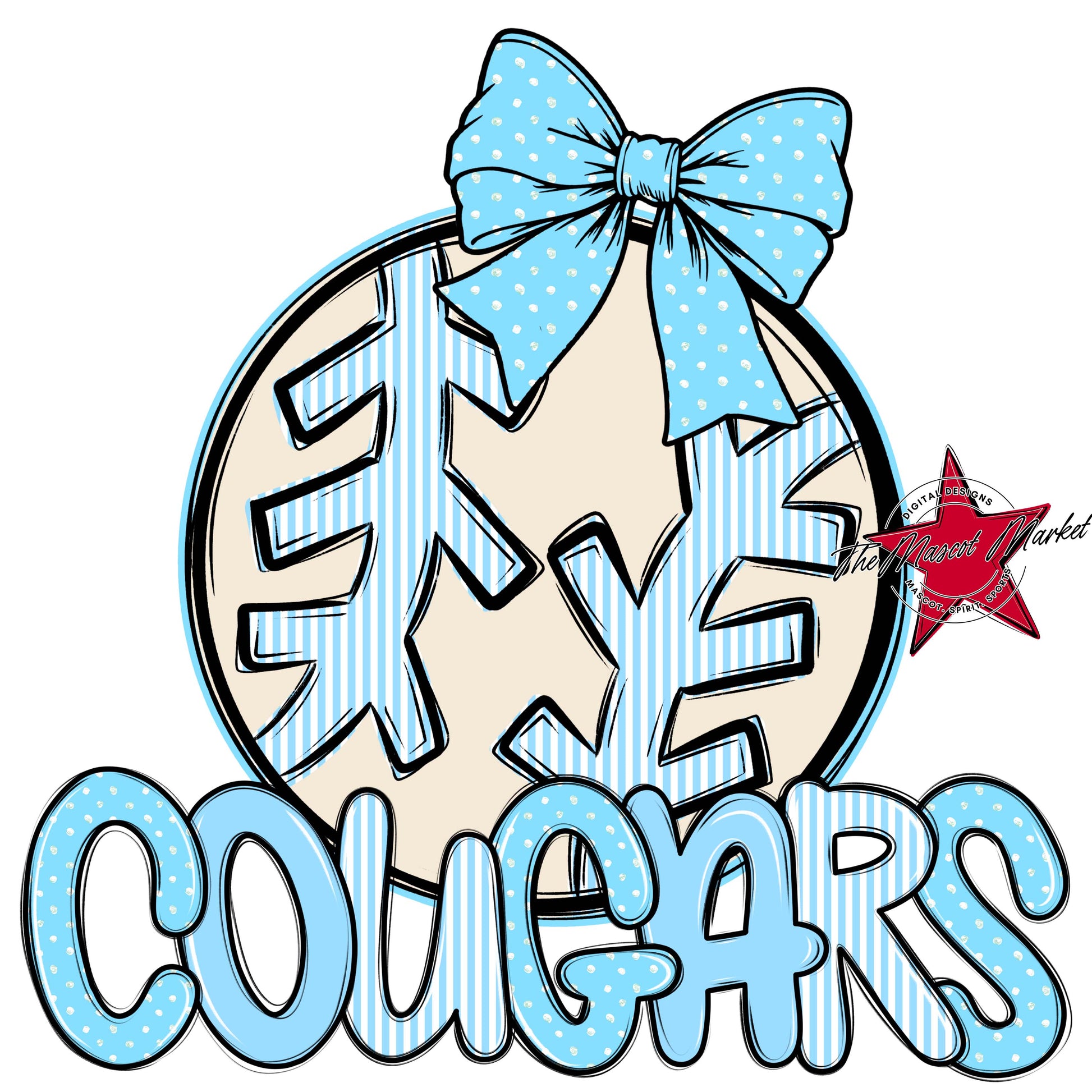 Cougars Baseball-Softball Spirit Design-Columbia Blue