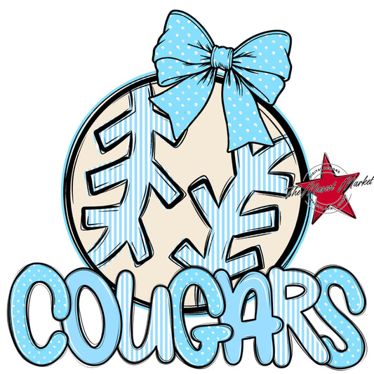 Cougars Baseball-Softball Spirit Design-Columbia Blue