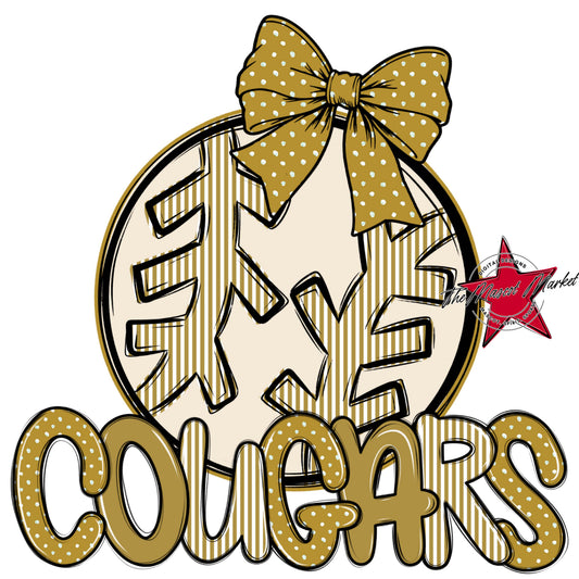Cougars Baseball-Softball Spirit Design-Gold