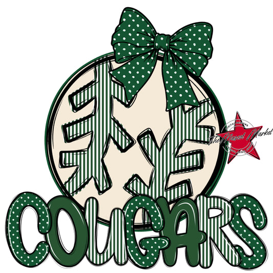 Cougars Baseball-Softball Spirit Design-Green