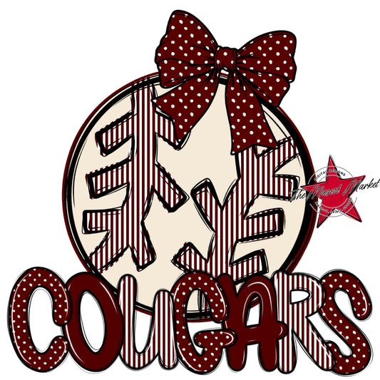 Cougars Baseball-Softball Spirit Design-Maroon