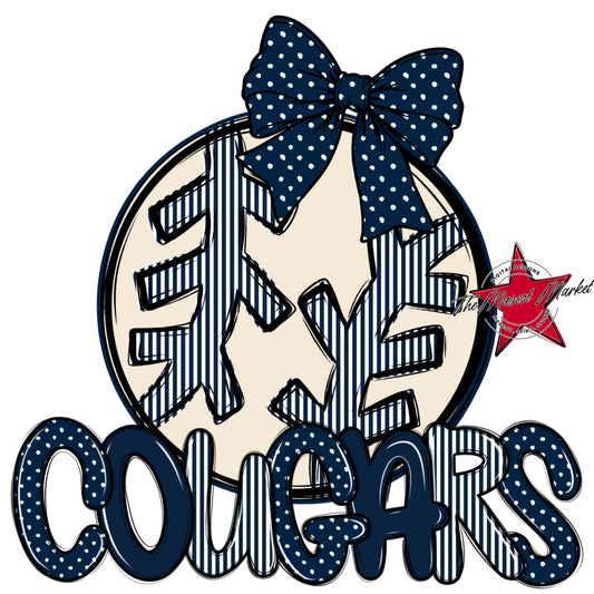 Cougars Baseball-Softball Spirit Design-Navy