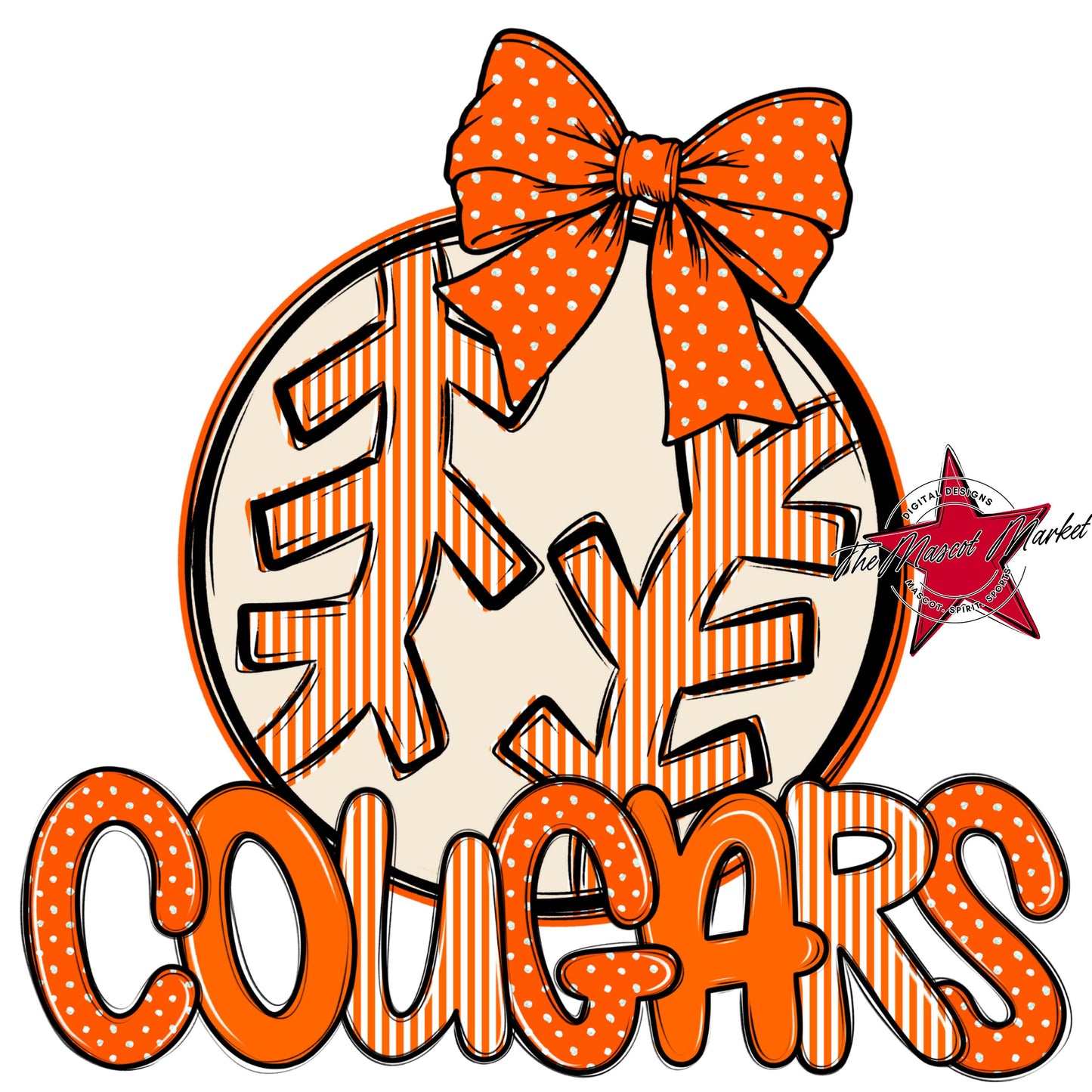Cougars Baseball-Softball Spirit Design-Orange