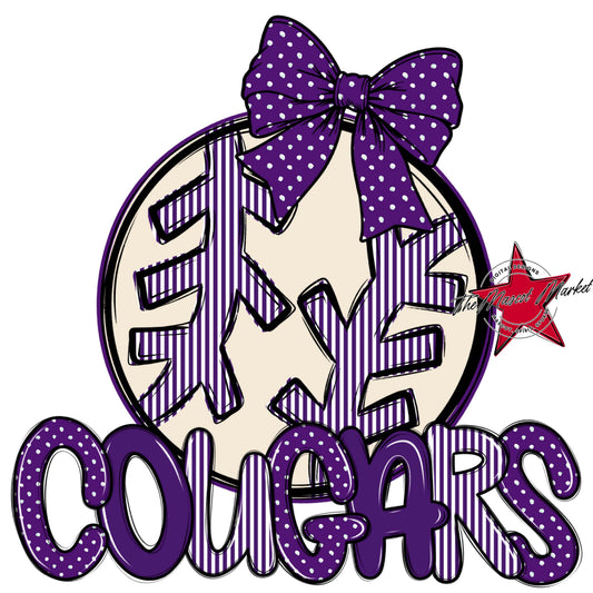Cougars Baseball-Softball Spirit Design-Purple