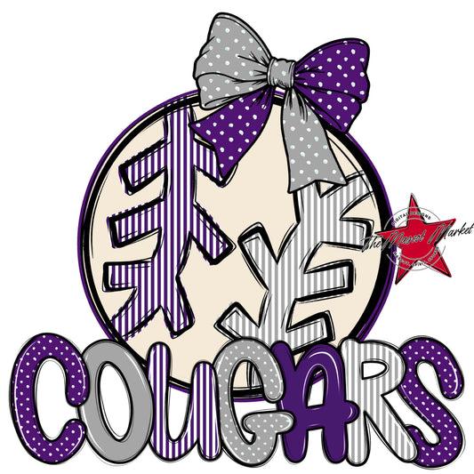 Cougars Baseball-Softball Spirit Design-Purple & Grey