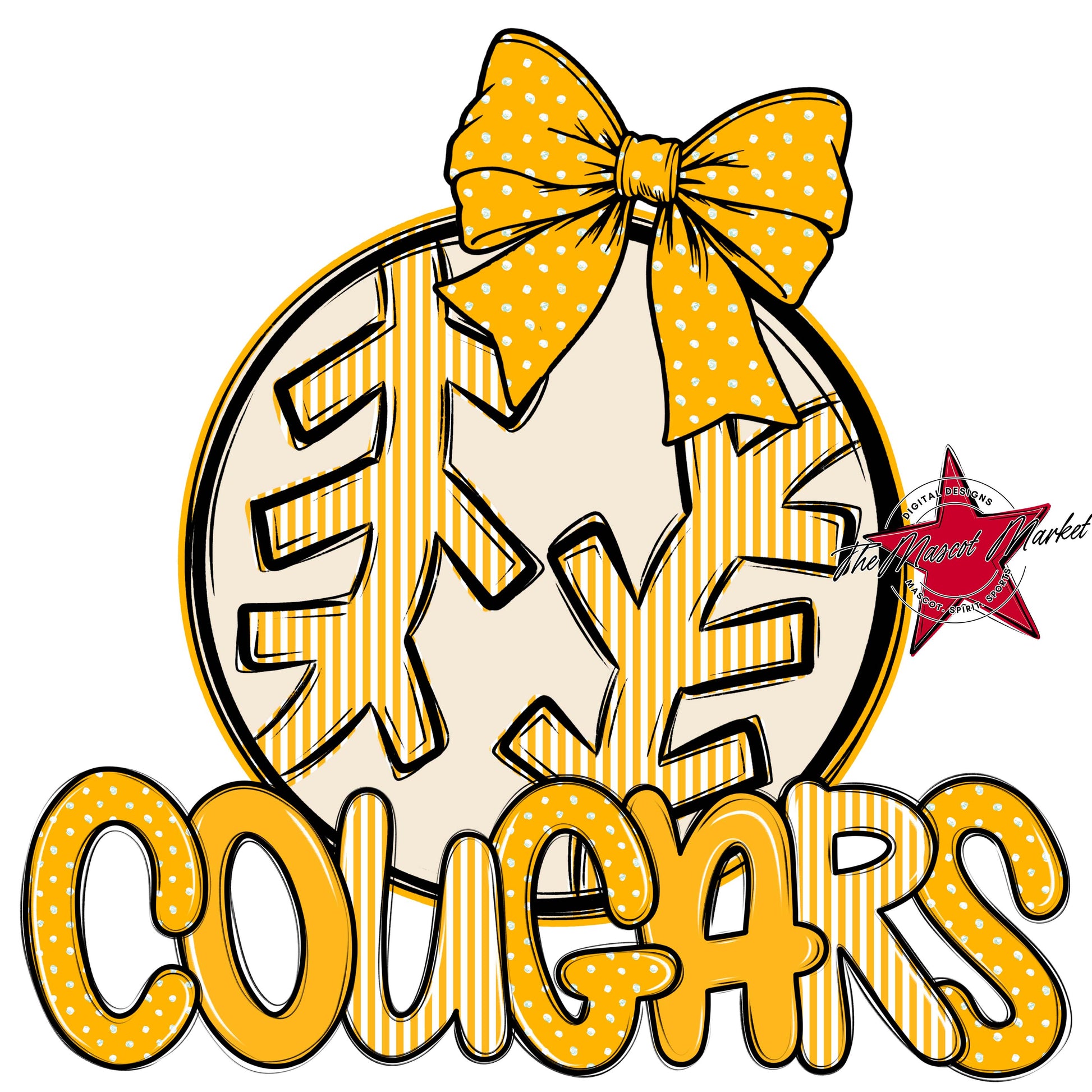 Cougars Baseball-Softball Spirit Design-Yellow