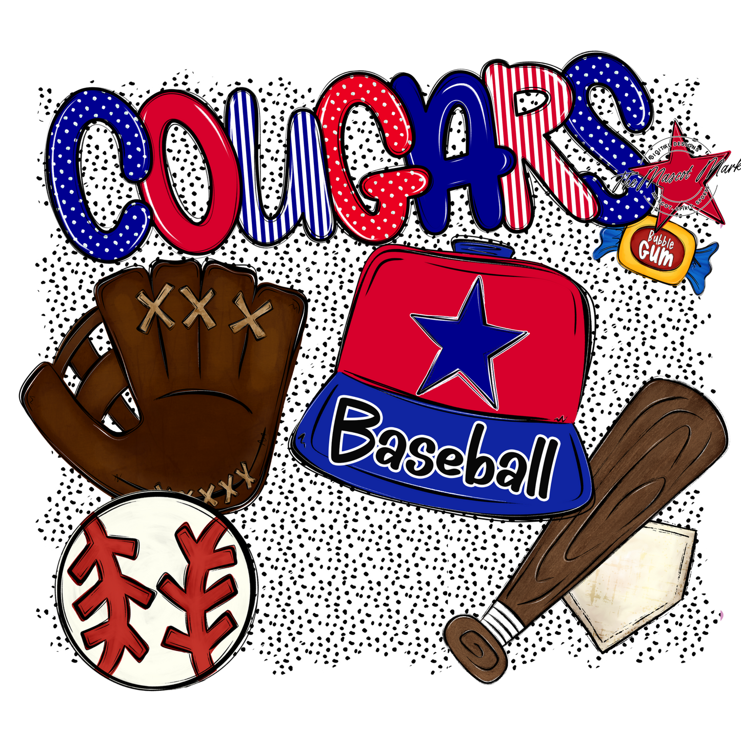 Cougars Baseball Spirit-Blue & Red
