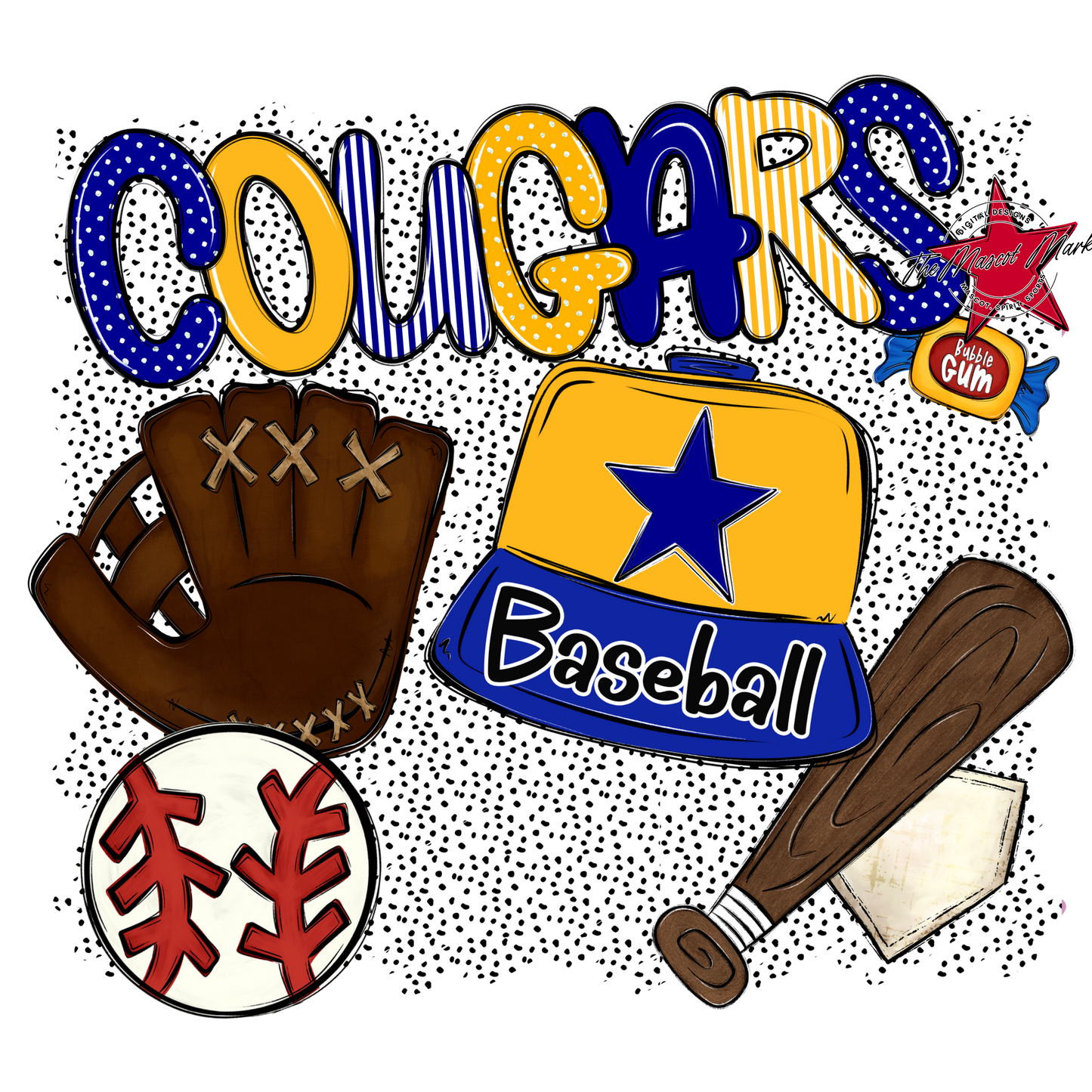 Cougars Baseball Spirit-Blue & Yellow