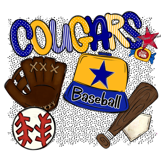 Cougars Baseball Spirit-Blue & Yellow