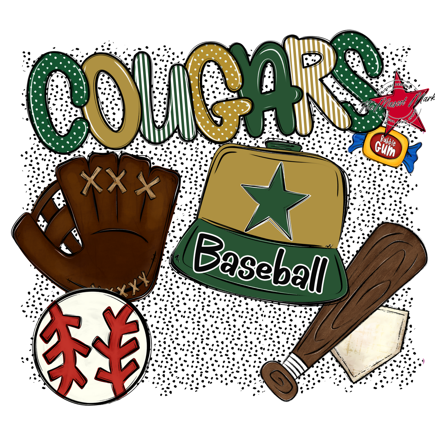 Cougars Baseball Spirit-Green & Gold