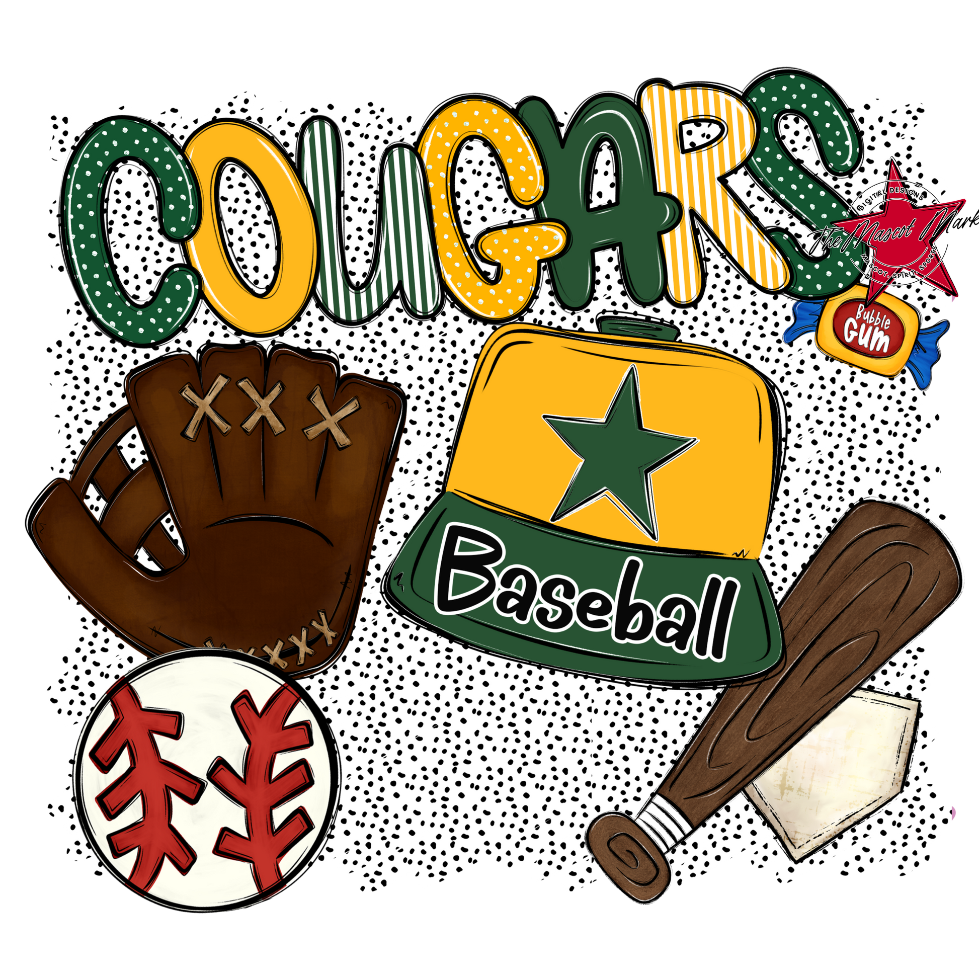 Cougars Baseball Spirit-Green & Yellow
