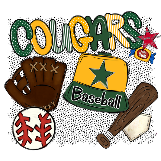 Cougars Baseball Spirit-Green & Yellow