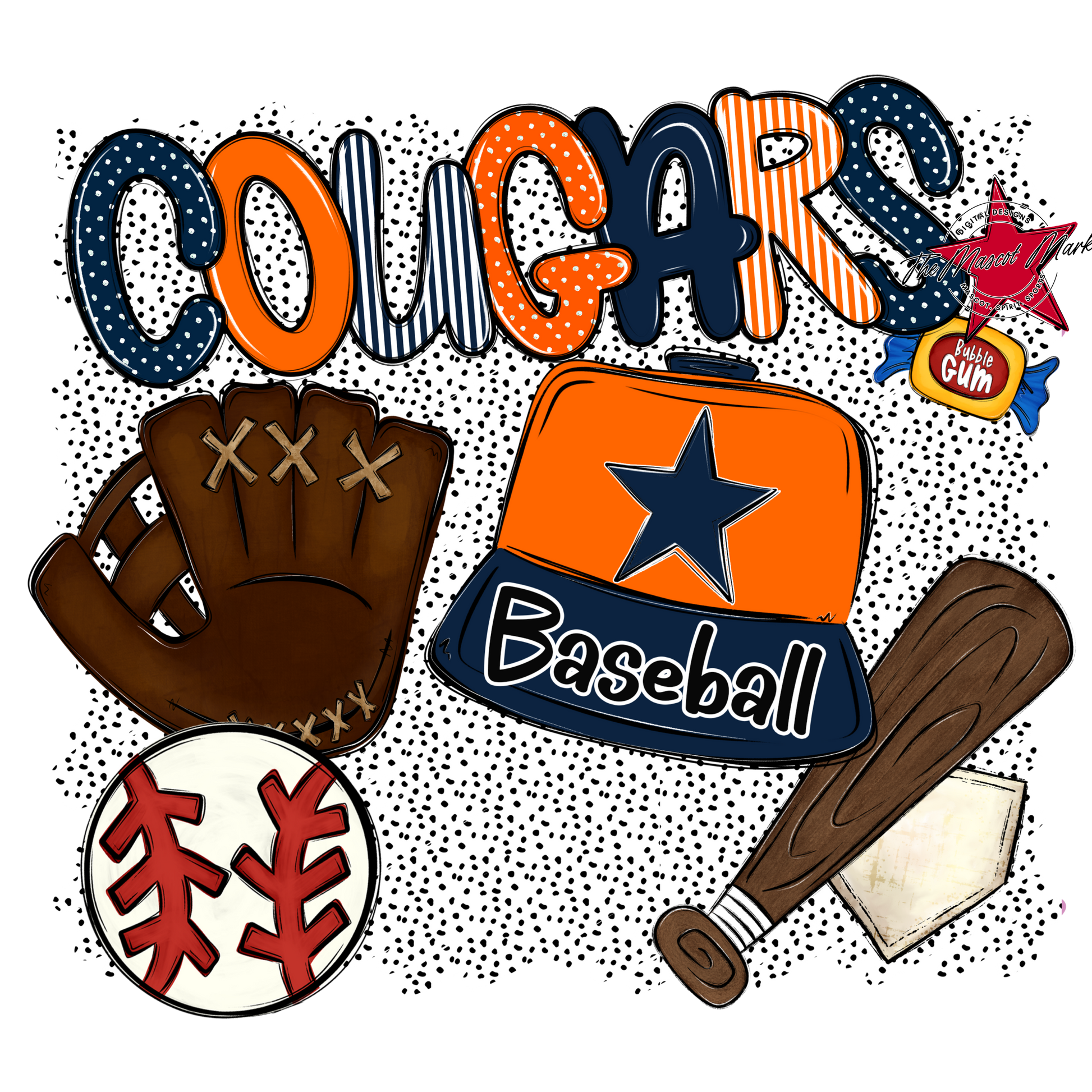 Cougars Baseball Spirit-Navy & Orange