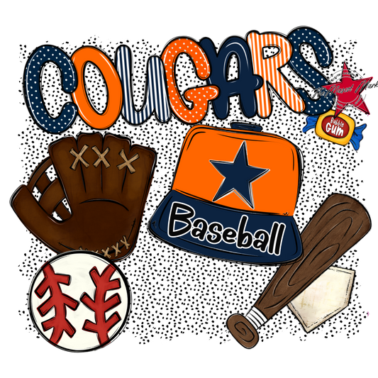Cougars Baseball Spirit-Navy & Orange