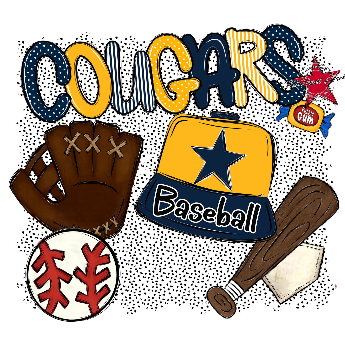 Cougars Baseball Spirit-Navy & Yellow