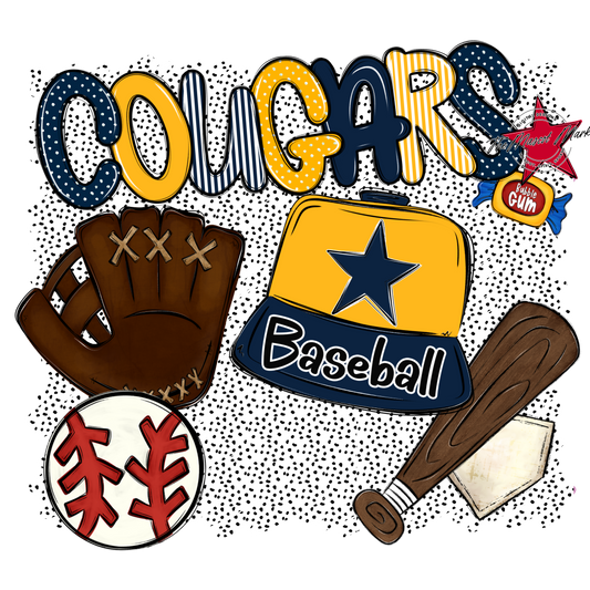 Cougars Baseball Spirit-Navy & Yellow