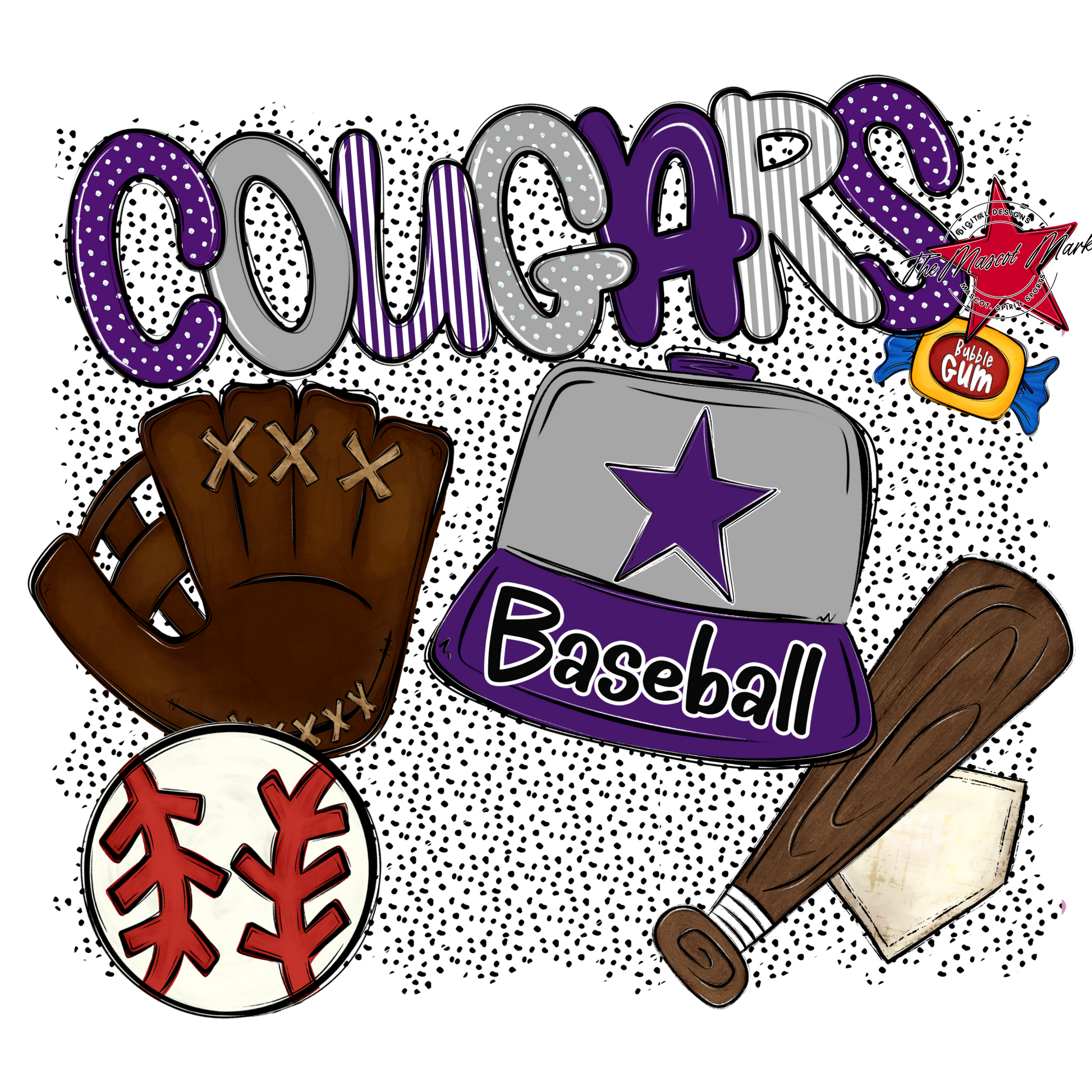 Cougars Baseball Spirit-Purple & Grey