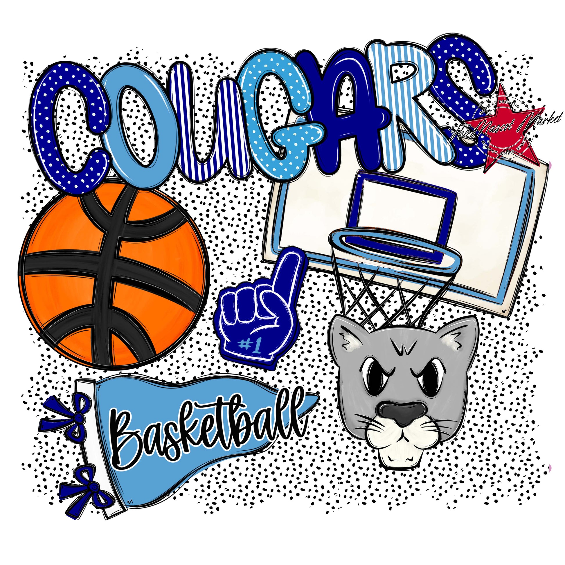 Cougars Basketball Spirit-Blue & Carolina Blue