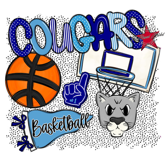 Cougars Basketball Spirit-Blue & Carolina Blue