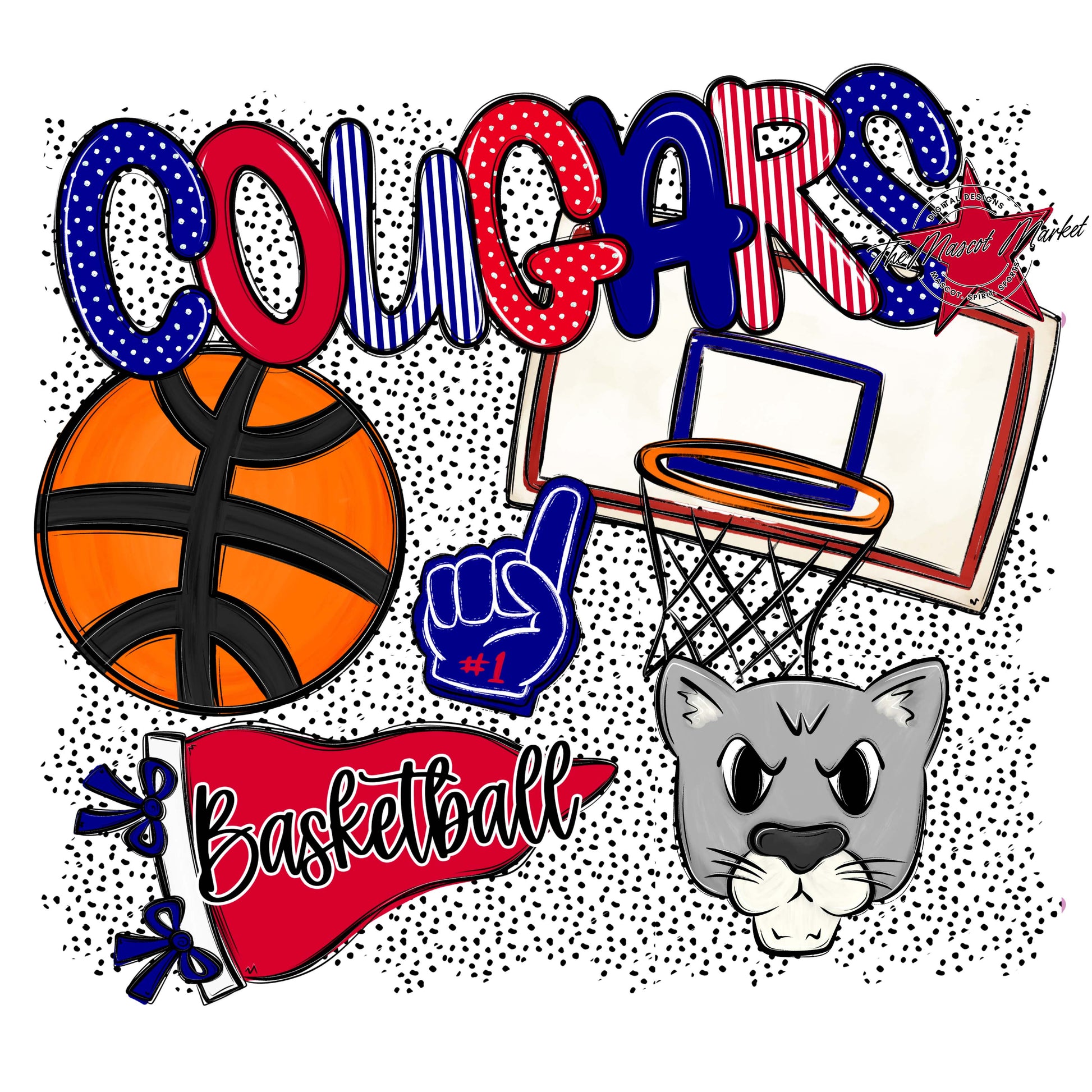 Cougars Basketball Spirit-Blue & Red