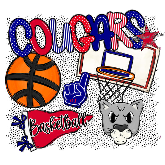 Cougars Basketball Spirit-Blue & Red