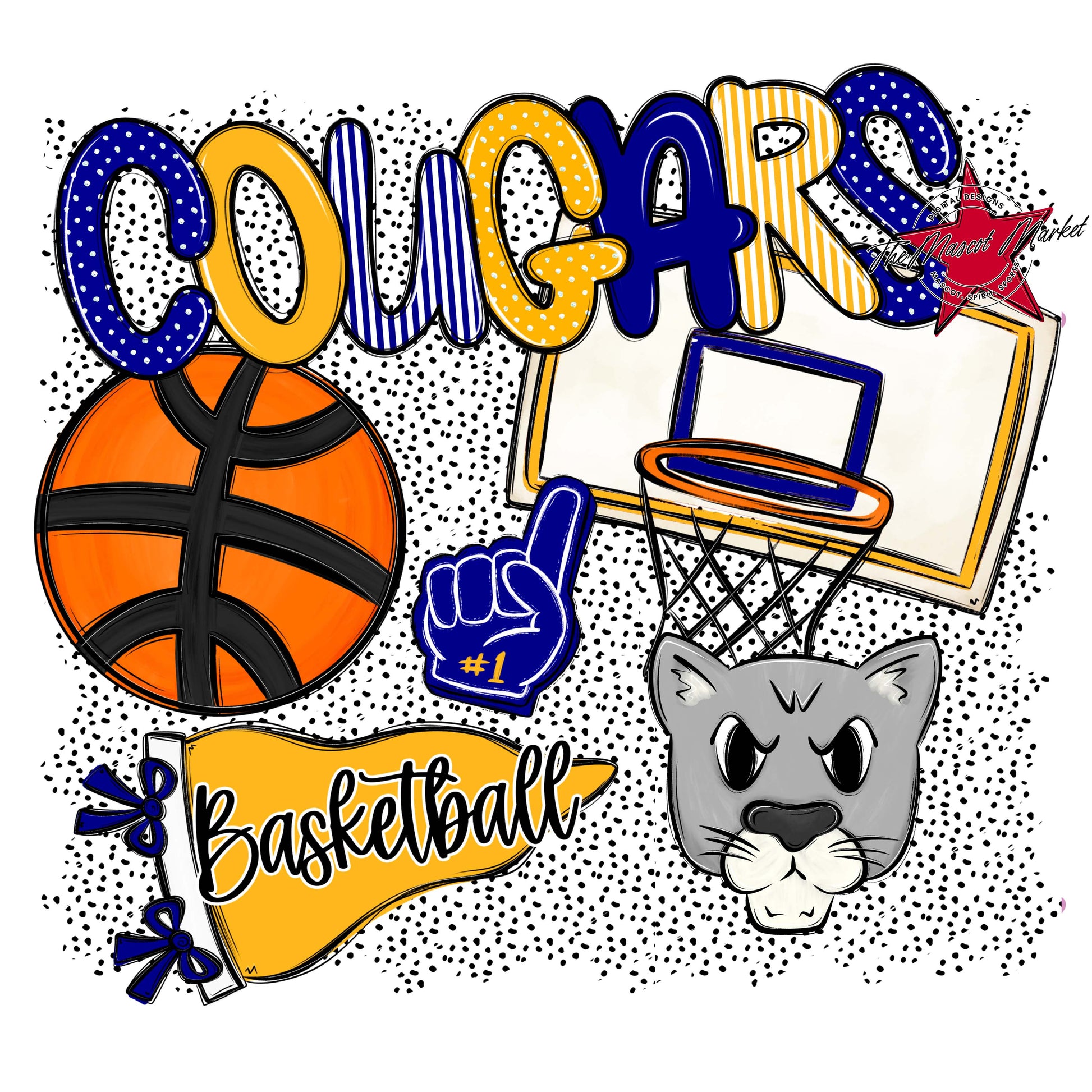 Cougars Basketball Spirit-Blue & Yellow