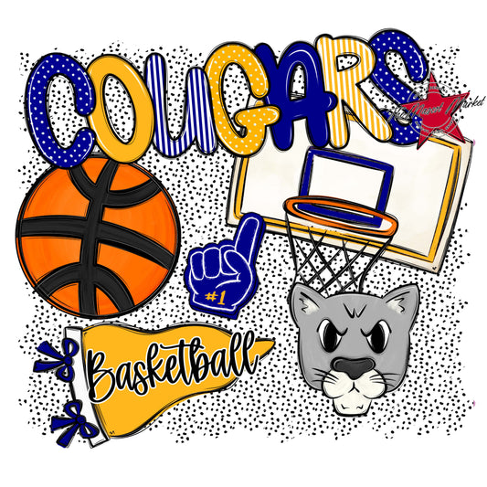 Cougars Basketball Spirit-Blue & Yellow