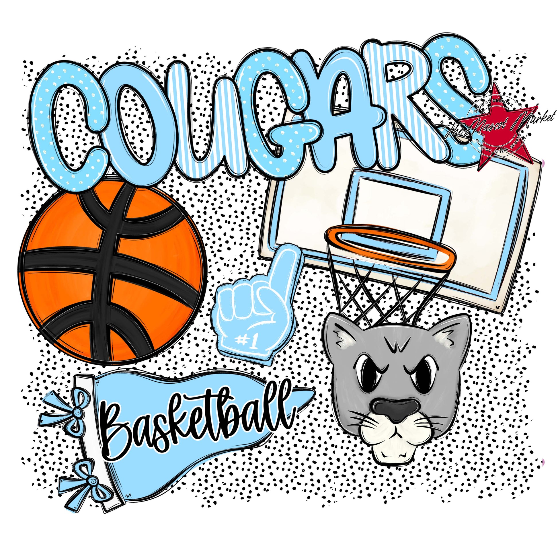 Cougars Basketball Spirit-Columbia Blue