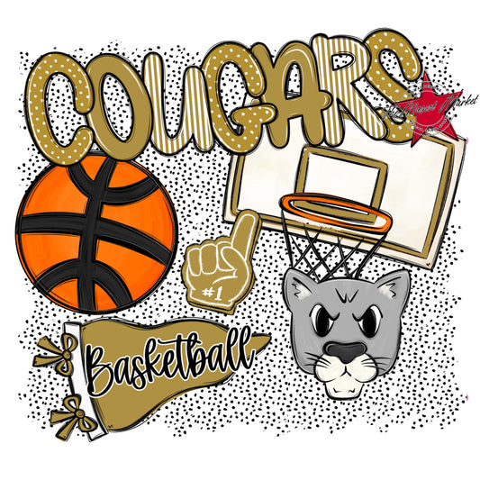 Cougars Basketball Spirit-Gold