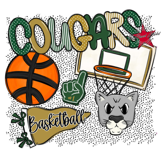 Cougars Basketball Spirit-Green & Gold
