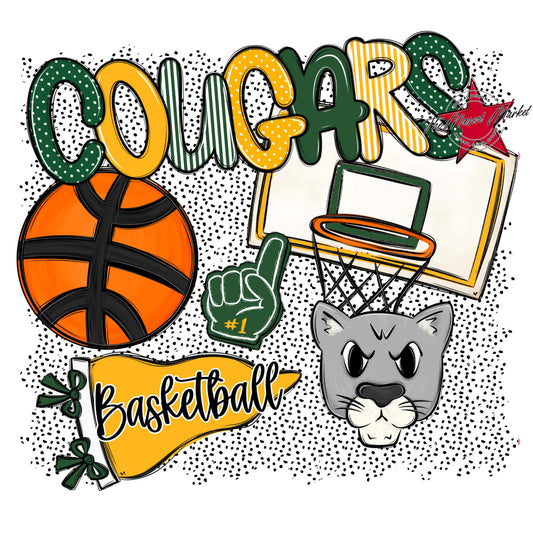 Cougars Basketball Spirit-Green & Yellow