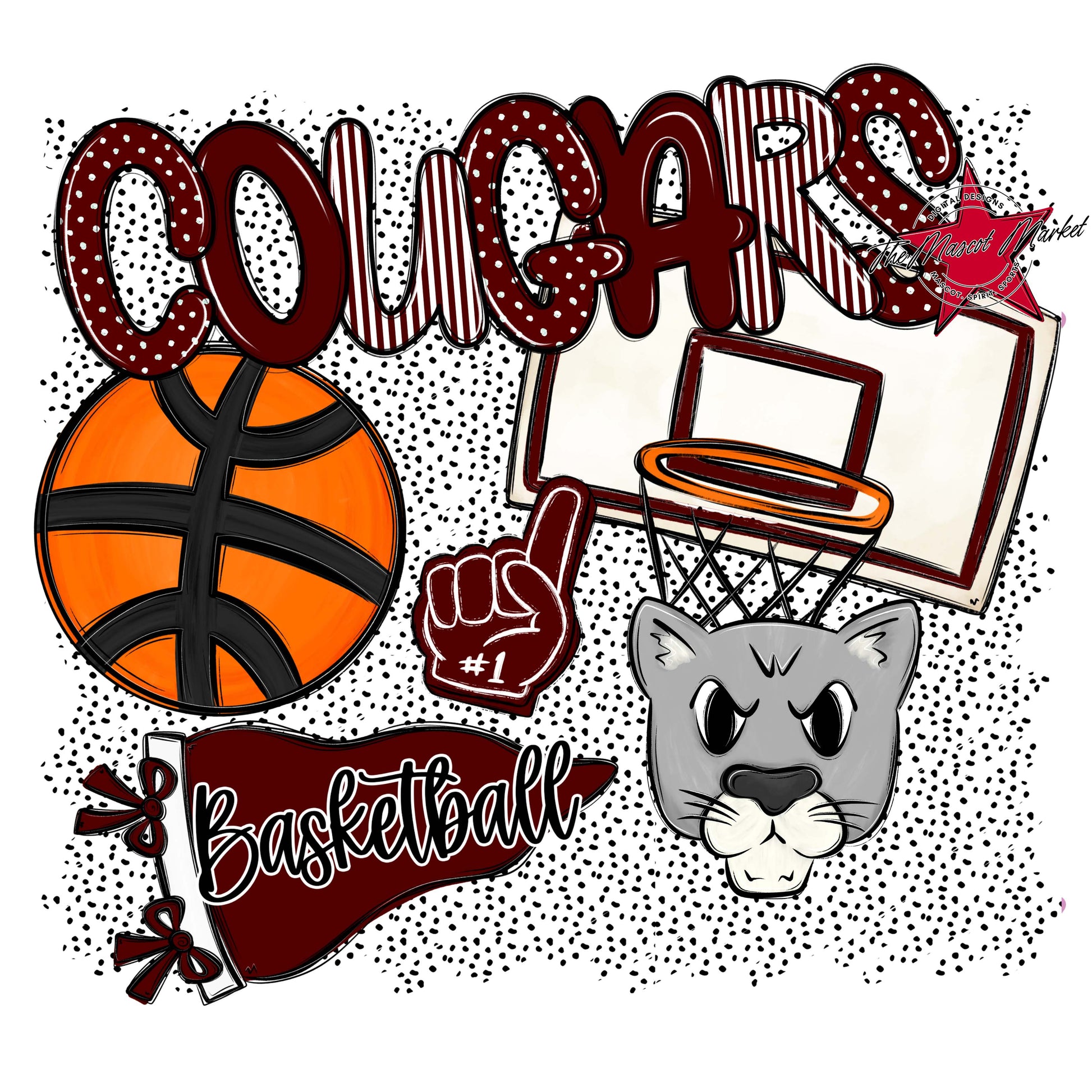 Cougars Basketball Spirit-Maroon