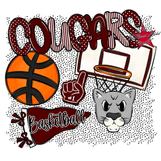 Cougars Basketball Spirit-Maroon