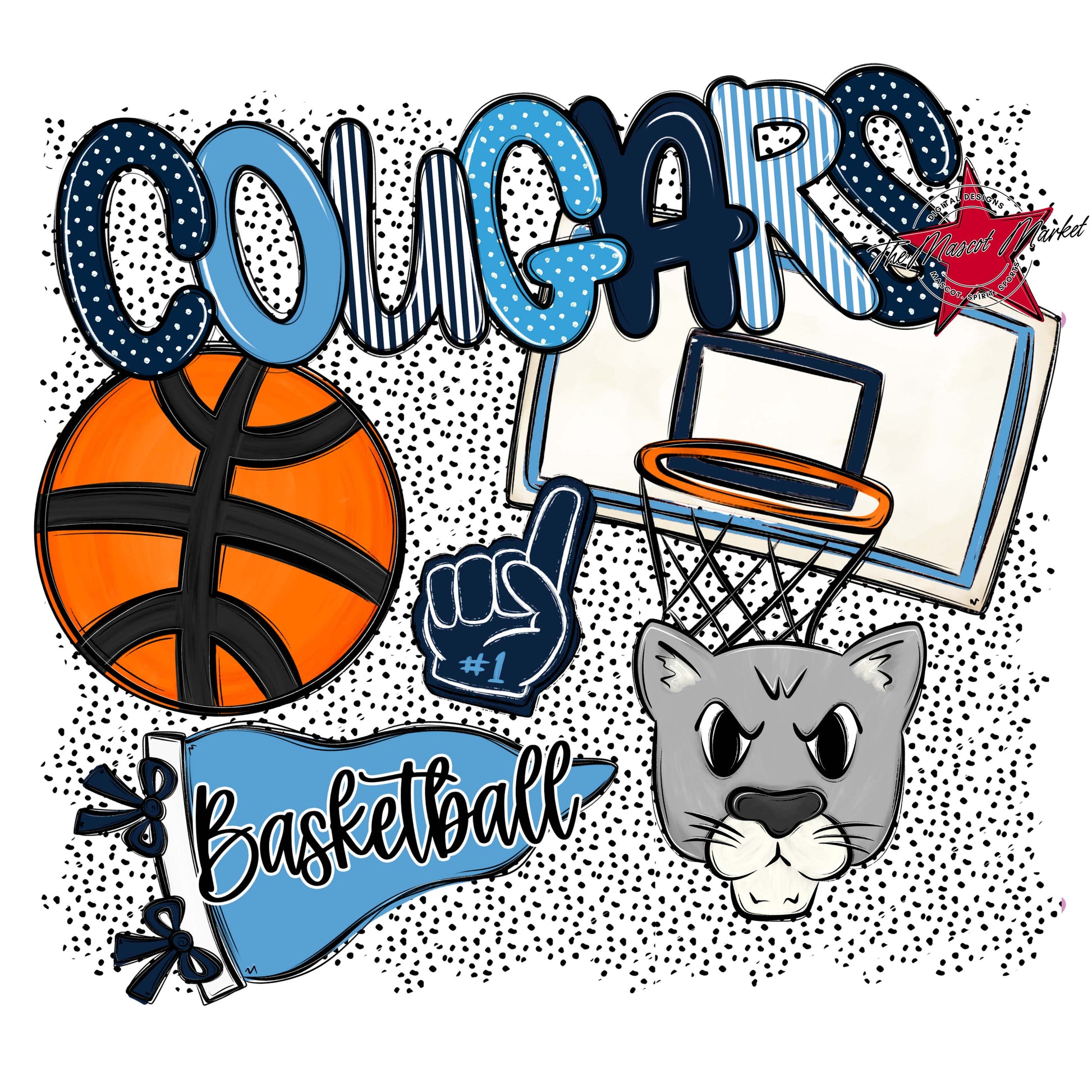 Cougars Basketball Spirit-Navy & Carolina Blue