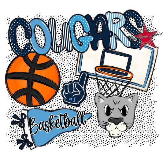 Cougars Basketball Spirit-Navy & Carolina Blue