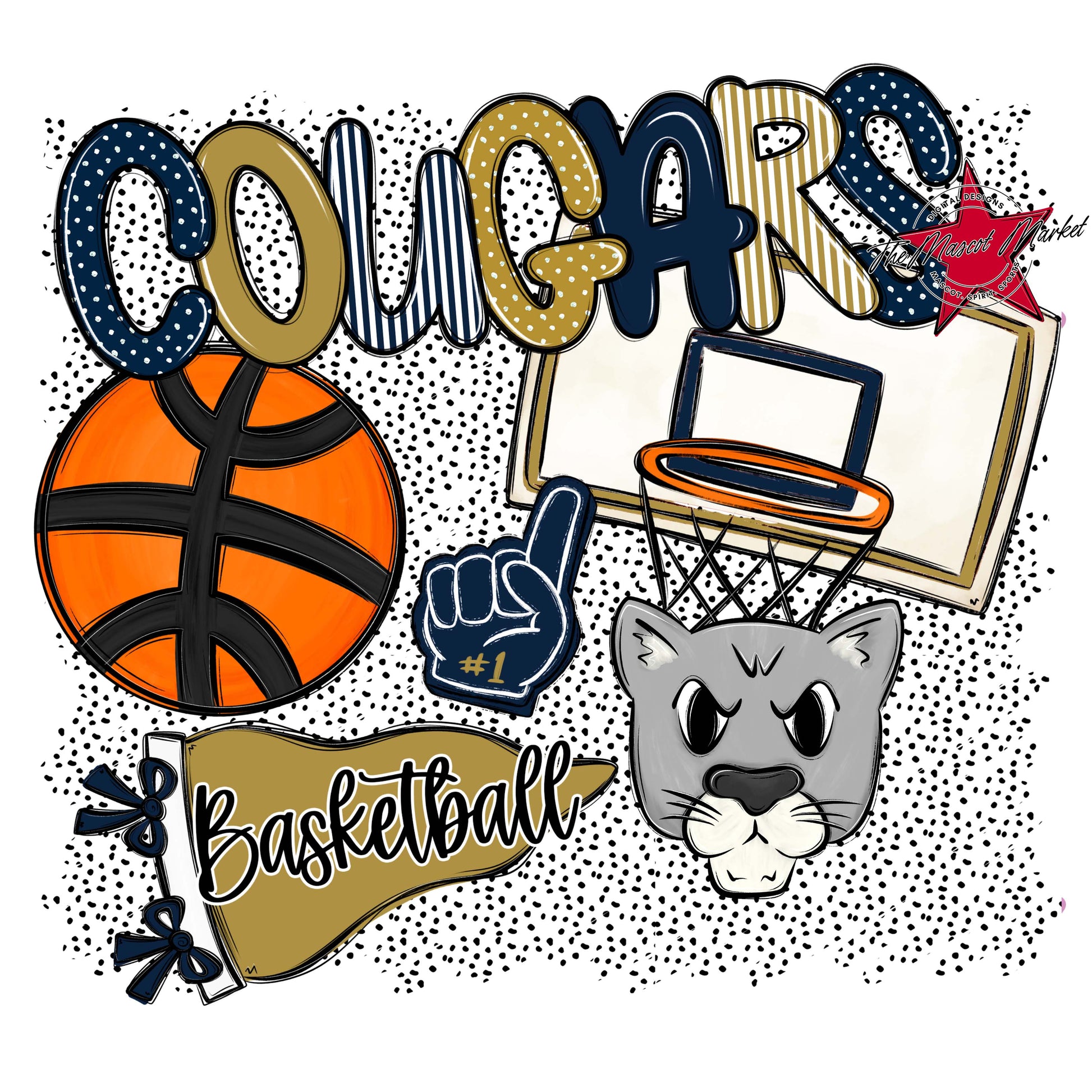 Cougars Basketball Spirit-Navy & Gold
