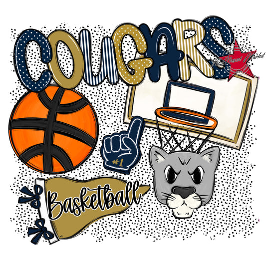 Cougars Basketball Spirit-Navy & Gold
