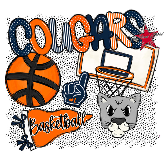 Cougars Basketball Spirit-Navy & Orange
