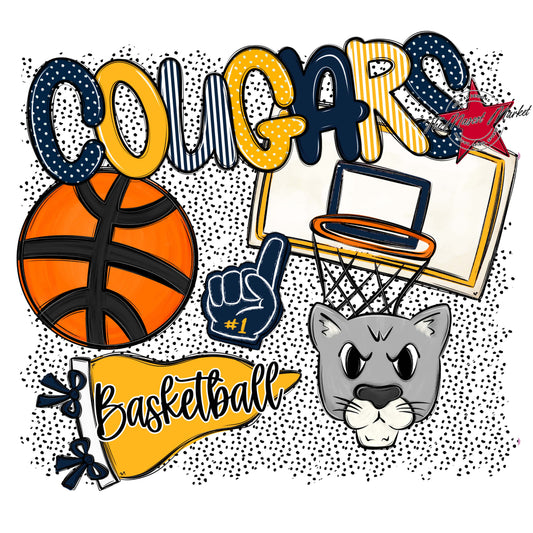 Cougars Basketball Spirit-Navy & Yellow