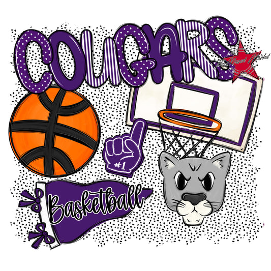 Cougars Basketball Spirit-Purple