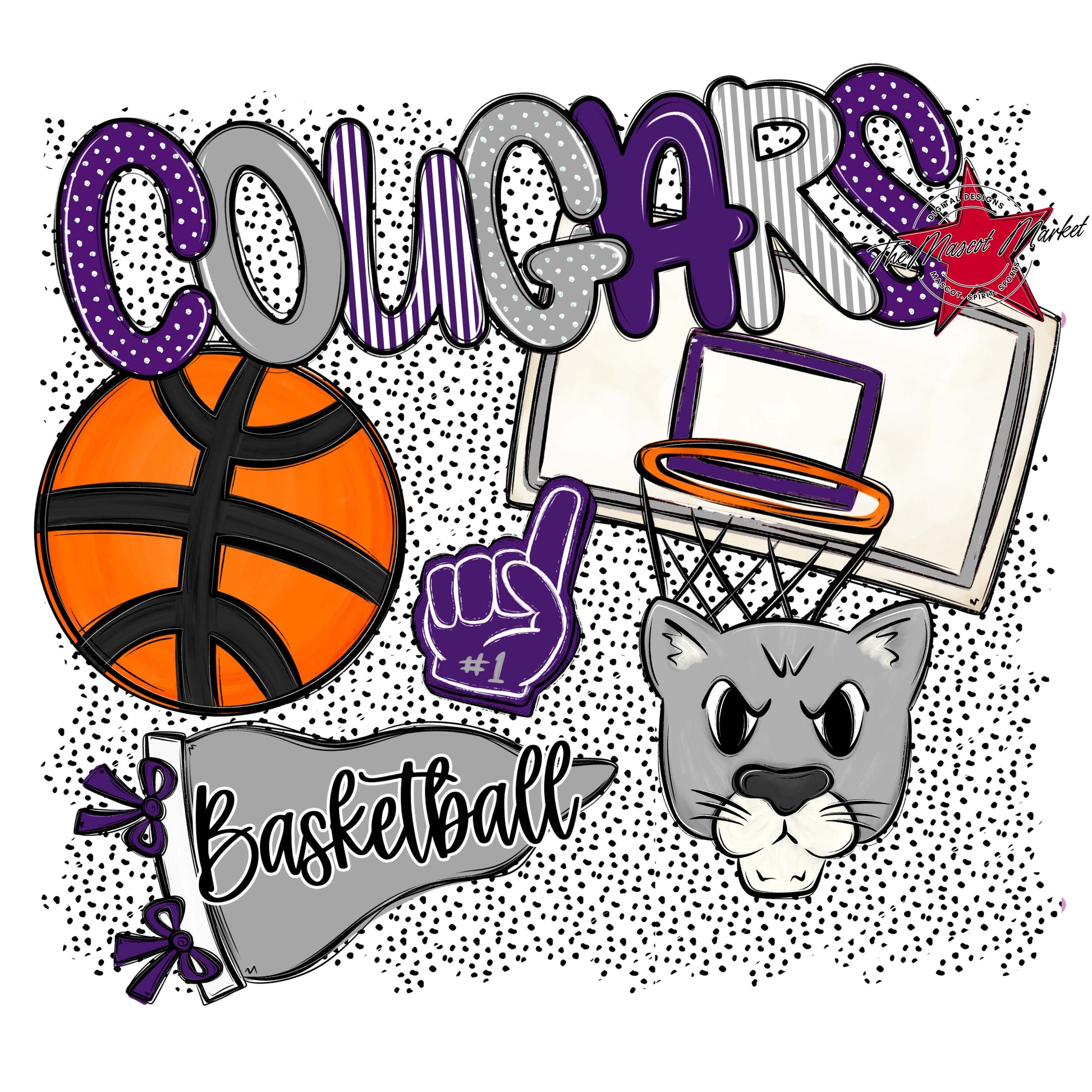 Cougars Basketball Spirit-Purple & Grey
