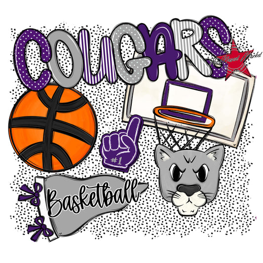 Cougars Basketball Spirit-Purple & Grey