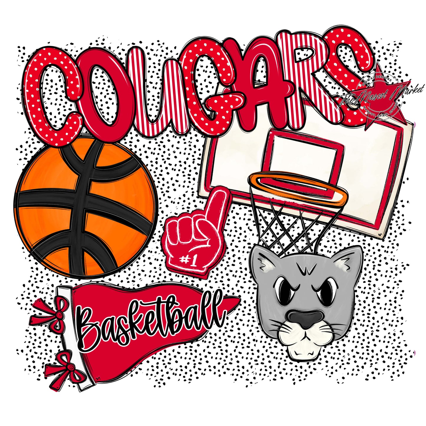 Cougars Basketball Spirit-Red