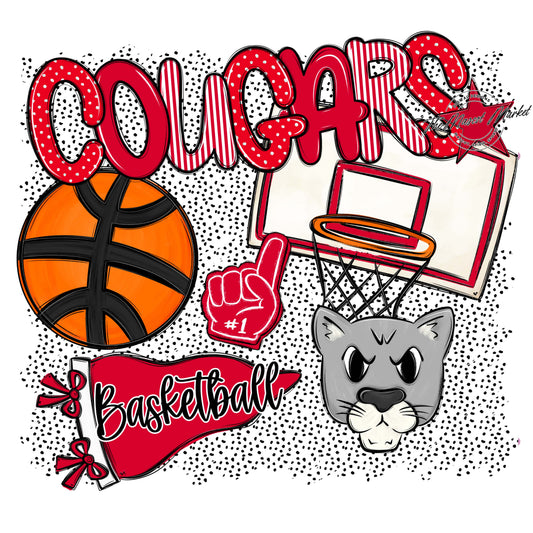 Cougars Basketball Spirit-Red