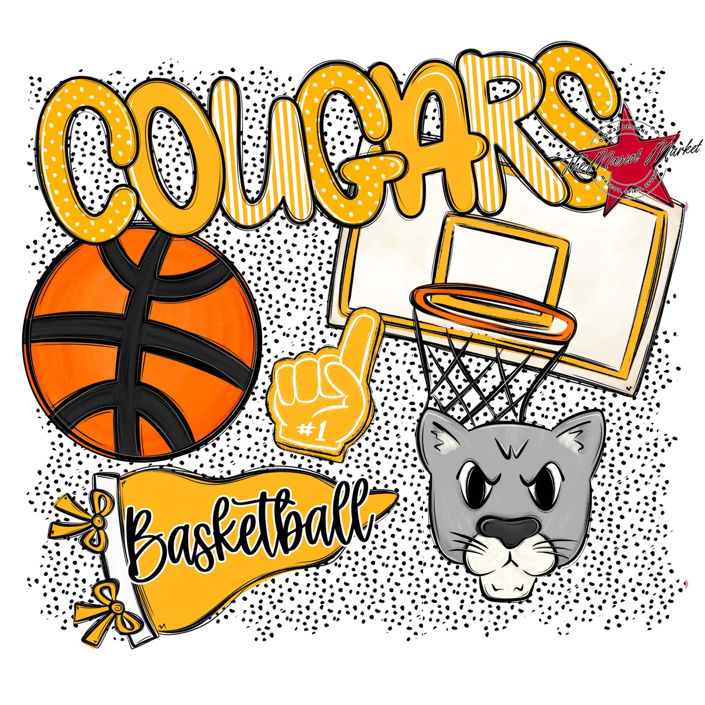 Cougars Basketball Spirit-Yellow