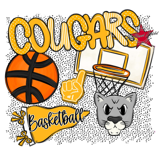 Cougars Basketball Spirit-Yellow