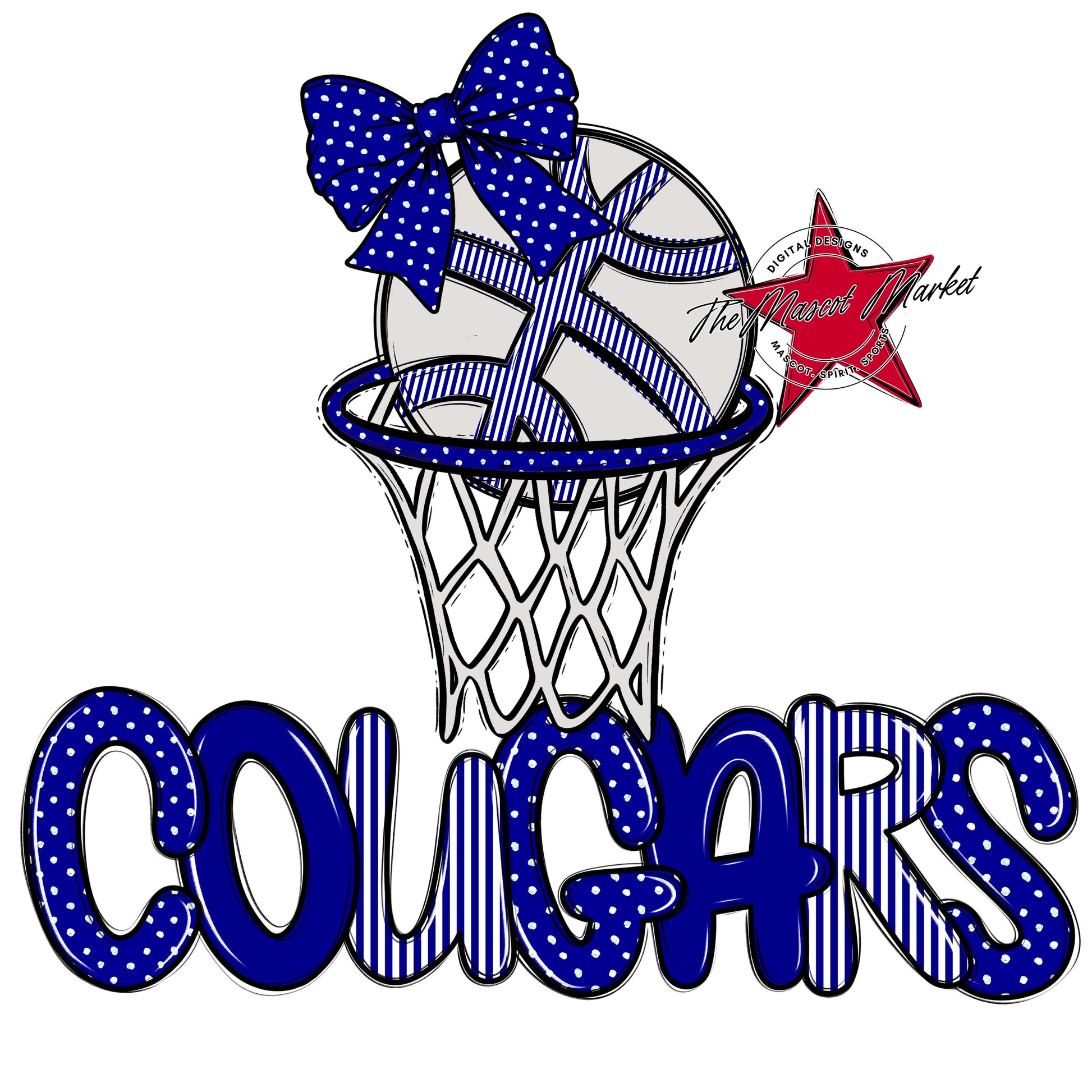 Cougars Basketball Spirit Design-Blue