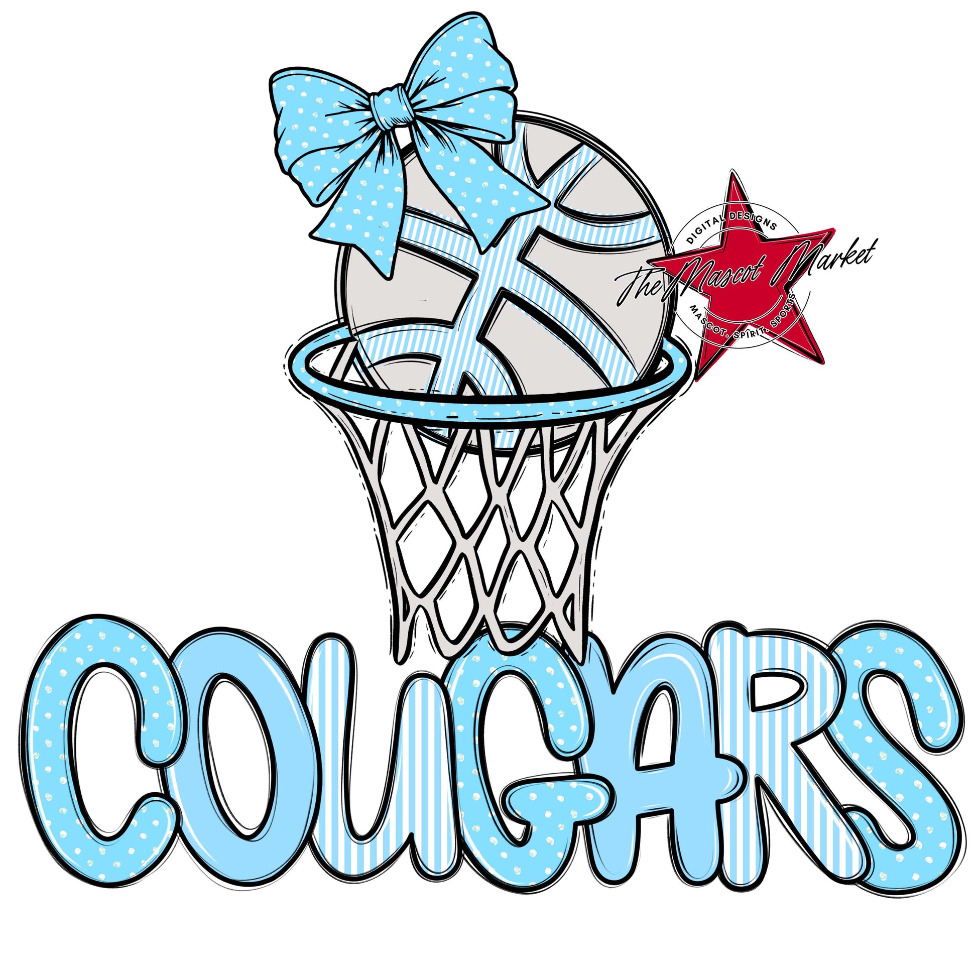 Cougars Basketball Spirit Design-Columbia Blue